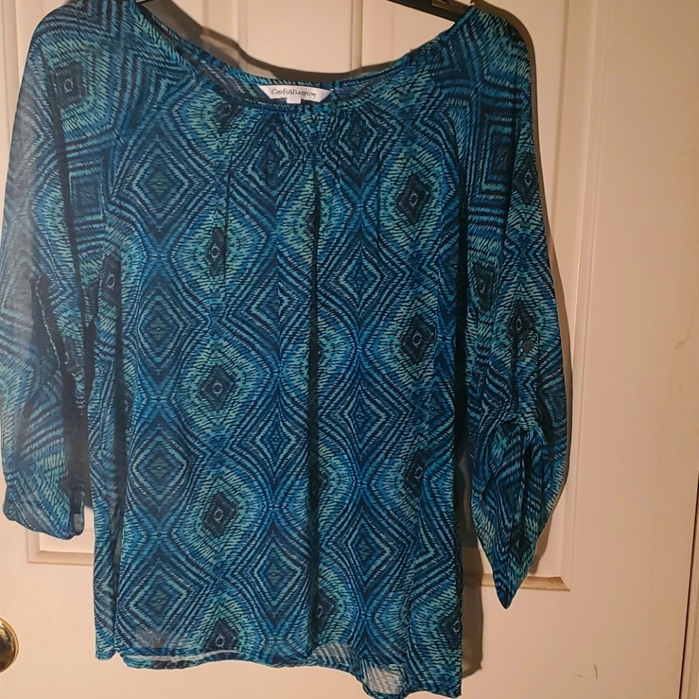 Croft & Barrow sheer turquoise and back design